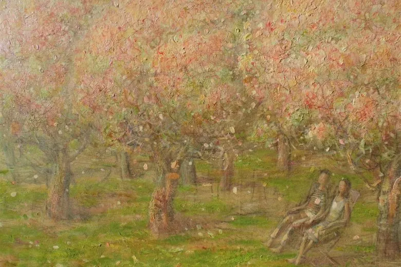 Laima Bikše, Apple Trees in Bloom. 100x135